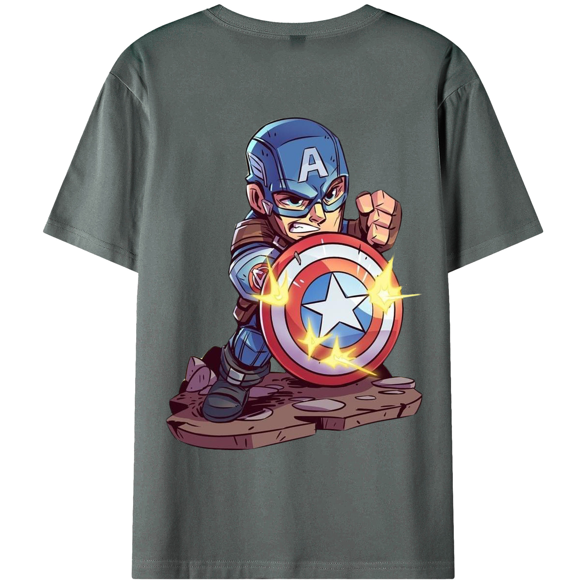 （画像用） アベンジャーズ The Avengers 綿100％ メンズ半袖Tシャツ（バックプリント） 通気性